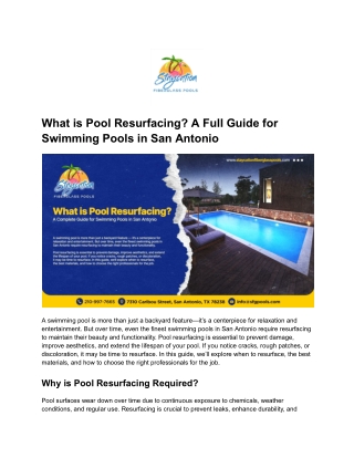 What is Pool Resurfacing- A Full Guide for Swimming Pools in San Antonio