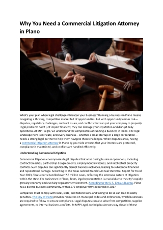 Why You Need a Commercial Litigation Attorney in Plano
