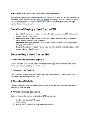 How to Buy a Used Car on EMI_ A Smart and Affordable Choice