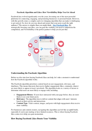 Facebook Algorithm and Likes How ViewtifulDay Helps You Get Ahead