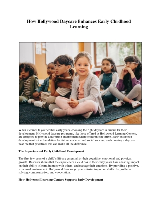 How Hollywood Daycare Enhances Early Childhood Learning