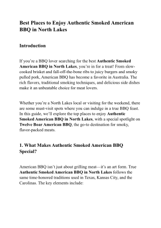 Best Places to Enjoy Authentic Smoked American BBQ in North Lakes