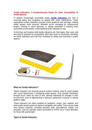 tactile indicators a comprehensive guide