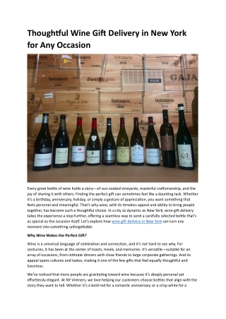 Thoughtful Wine Gift Delivery in New York for Any Occasion