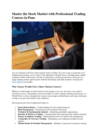 Master the Stock Market with Professional Trading Courses in Pune