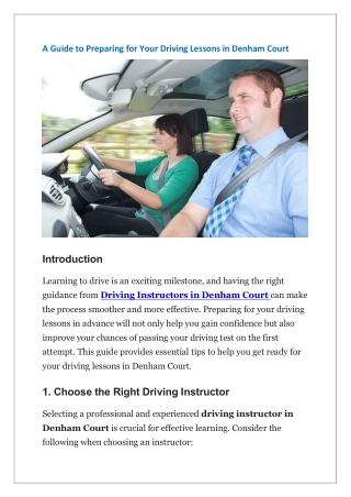 a guide to preparing for your driving lessons