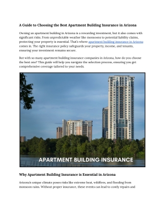 A Guide to Choosing the Best Apartment Building Insurance in Arizona