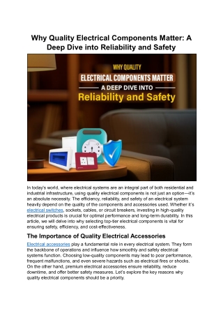 Why Quality Electrical Components Matter- A Deep Dive into Reliability and Safety