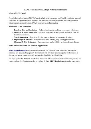xlpe foam insulation a high performance solution