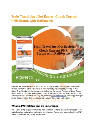 Train Travel Just Got Easier_ Check Current PNR Status with RailRestro