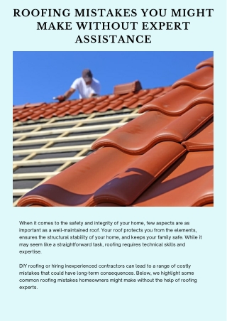 Roofing Mistakes You Might Make Without Expert Assistance