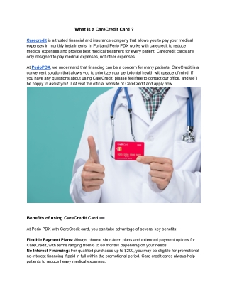What is a CareCredit Card ?
