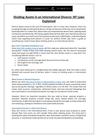 Dividing Assets in an International Divorce- NY Laws Explained