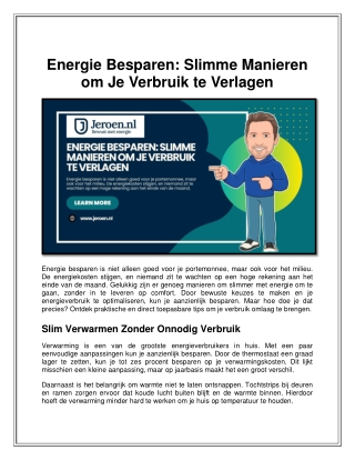 Energie Besparen: Slimme Manieren om Je Verbruik te Verlagen