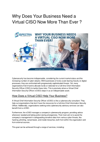 Why Does Your Business Need a Virtual CISO Now More Than Ever