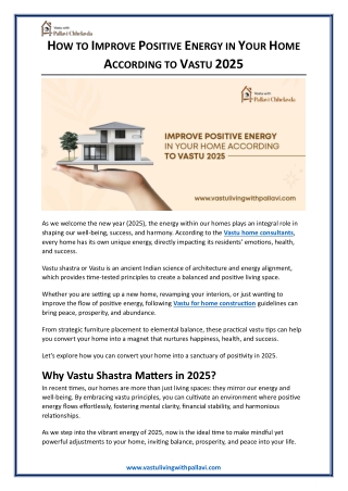 How to Improve Positive Energy in Your Home According to Vastu 2025