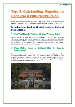 Top 3 Outstanding Pagodas In Hanoi For A Cultural Excursion