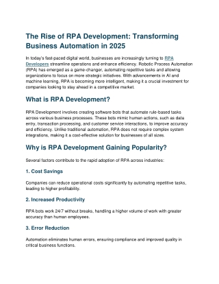 the rise of rpa development transforming business