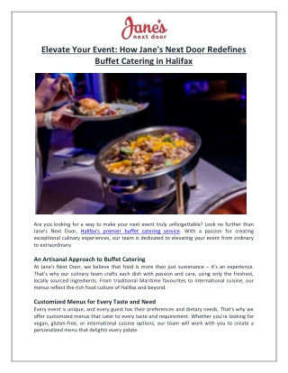 Elevate Your Event How Jane's Next Door Redefines Buffet Catering in Halifax - Jane's Next Door