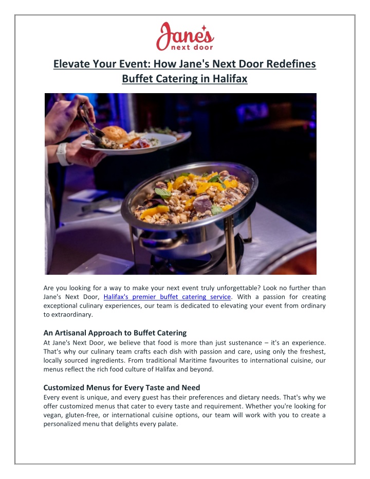 elevate your event how jane s next door redefines