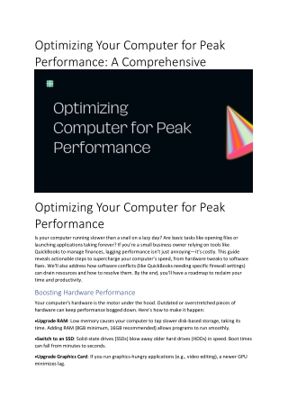 optimizing your computer for peak performance