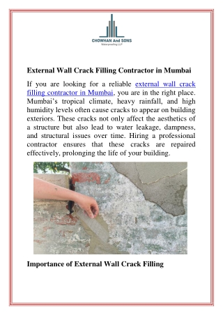 External Wall Crack Filling Contractor in Mumbai