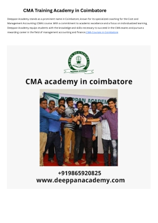 CMA Academy in Coimbatore CMA Courses in Coimbatore