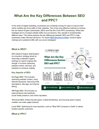 What Are the Key Differences Between SEO and PPC?