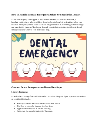 How to Handle a Dental Emergency Before You Reach the Dentist