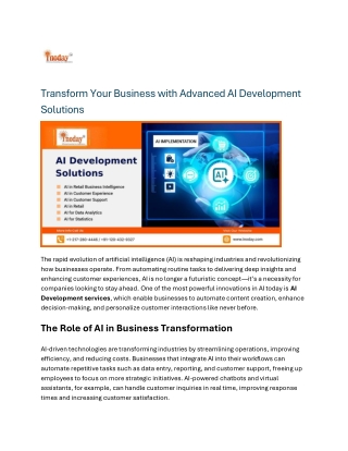 Transform Your Business with Advanced AI Development Solutions