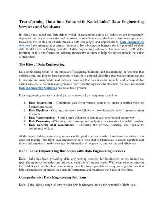 transforming data into value with kadel labs data