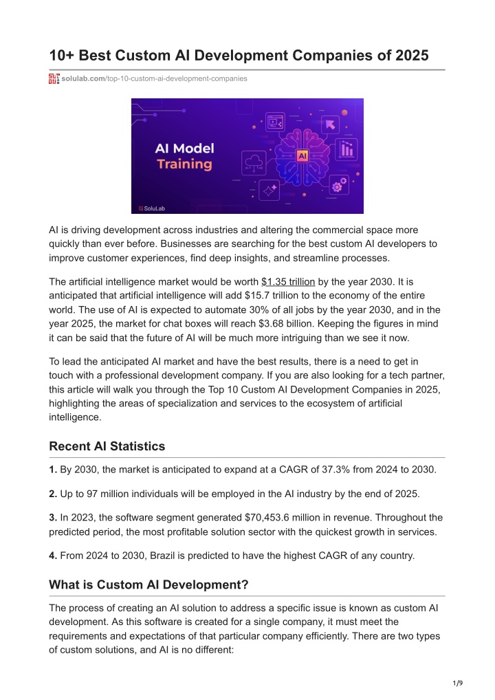 10 best custom ai development companies of 2025