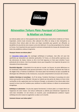 Rénovation Toiture Plate Pourquoi et Comment la Réaliser en France
