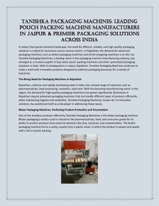tanishka packaging machines leading tanishka