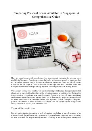comparing personal loans available in singapore