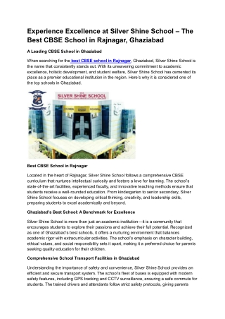 The Best CBSE School in Ghaziabad