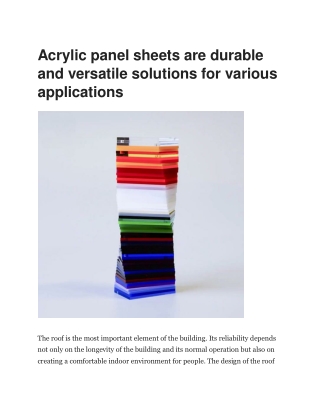 acrylic panel sheets are durable and versatile