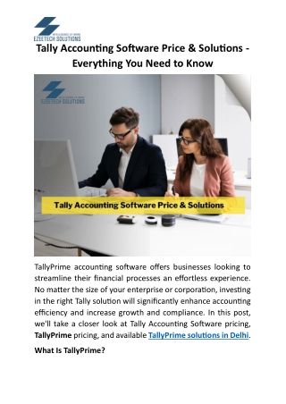 Tally Accounting Software Price Solutions - Everything You Need to Know