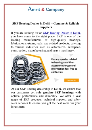 SKF Bearing Dealer in Delhi  Genuine & Reliable Suppliers