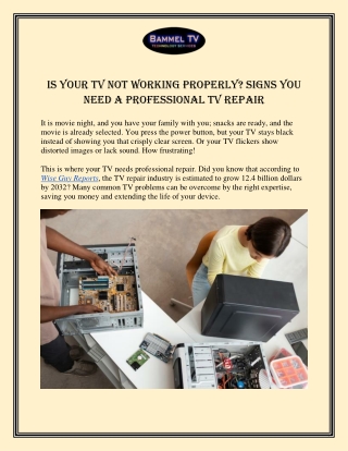 Is Your TV Not Working Properly Signs You Need a Professional TV Repair