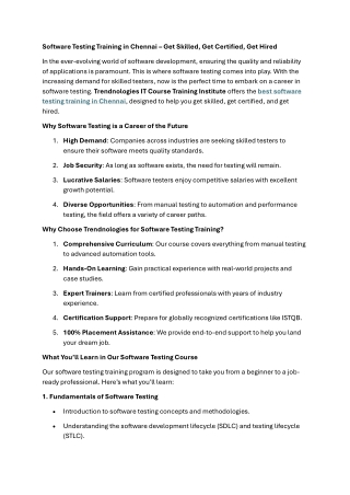 software testing training in chennai get skilled