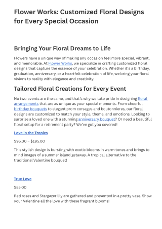 Flower Works Customized Floral Designs for Every Special Occasion