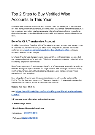 Top 2 Sites to Buy Verified Wise Accounts In This Year