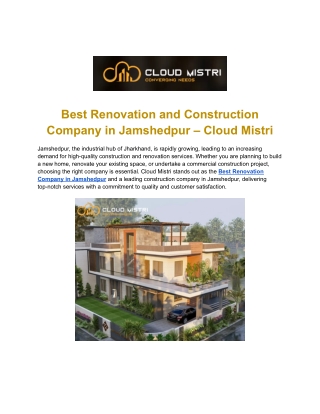 Building Excellence: The Best Construction Company in Jamshedpur