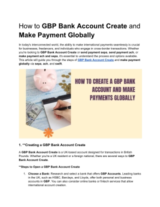 How to Create a GBP Bank Account and Make Payments Globally