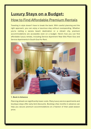 Luxury Stays on a Budget How to Find Affordable Premium Rentals