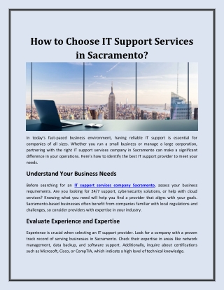 How to Choose IT Support Services in Sacramento?