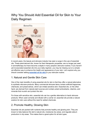 why you should add essential oil for skin to your