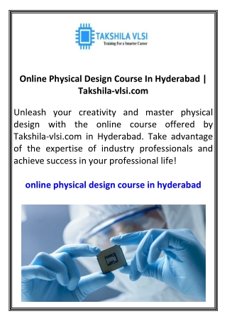 online physical design course in hyderabad