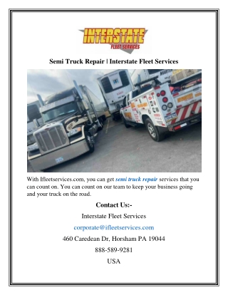 Semi Truck Repair  Interstate Fleet Services